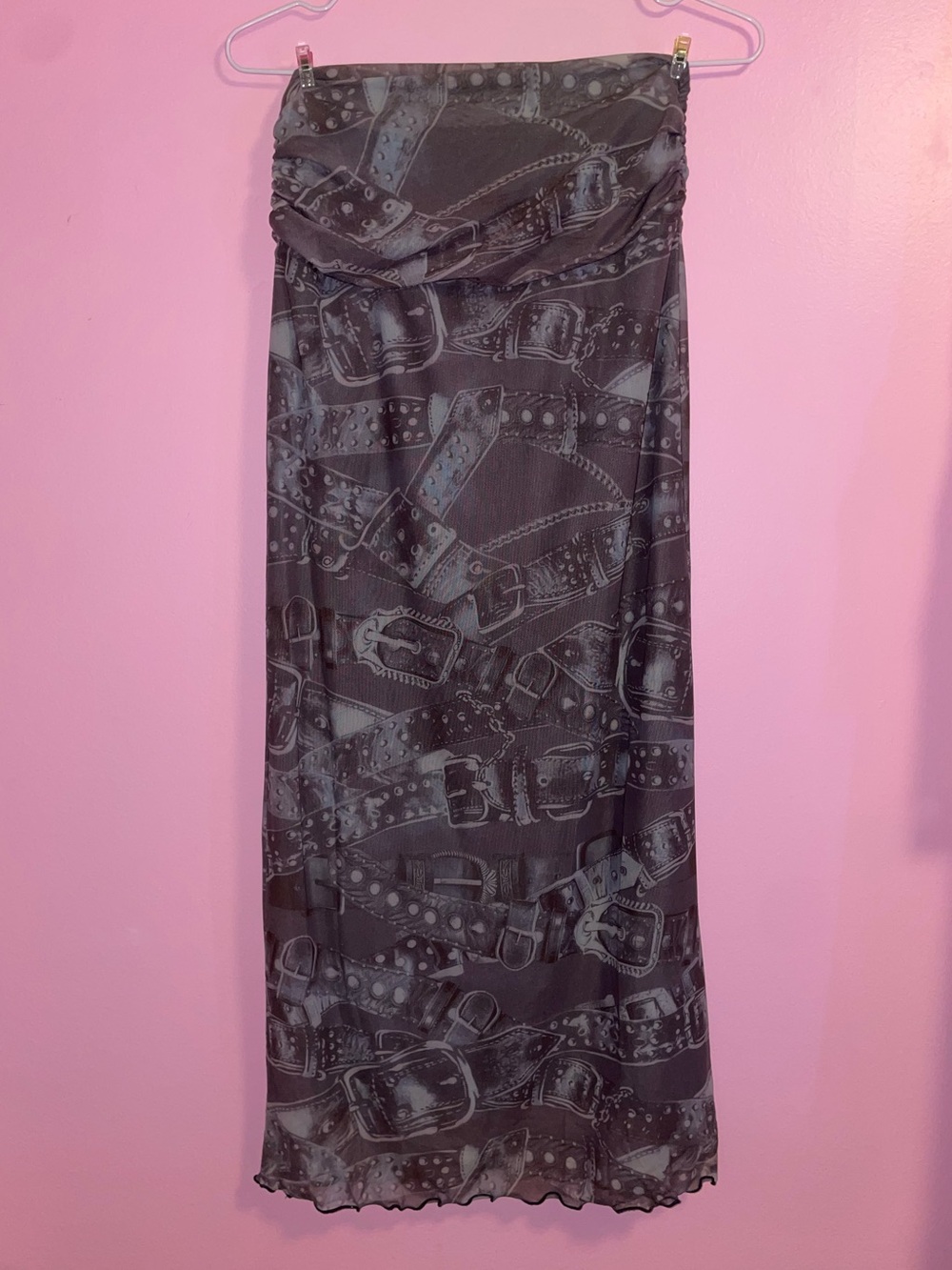 Silence + Noise High-Waisted Belt Pattern Maxi Skirt